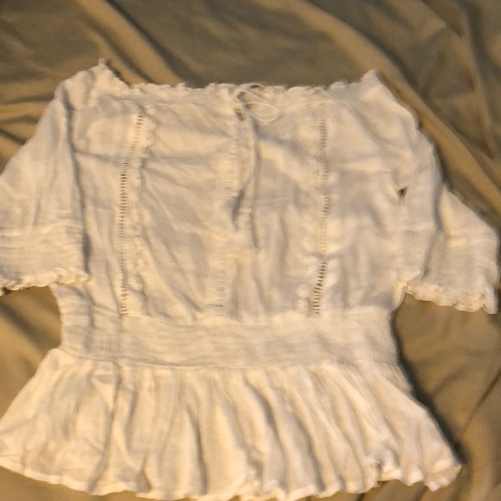 Off-the-Shoulder White Peasant Blouse